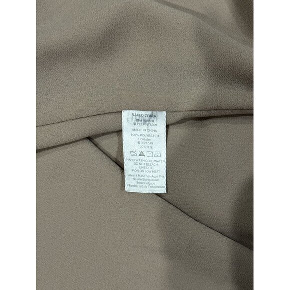 Naked Zebra Size L Womens Tank Top Blouse Shirt Beige Sleeveless Keyhole Layered - Picture 7 of 8